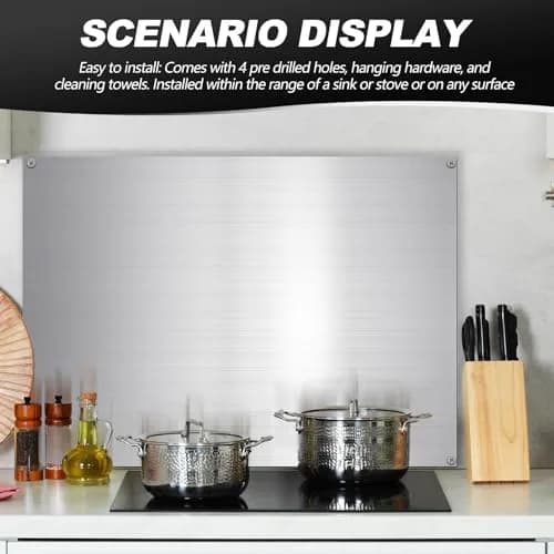 Yaocom Stainless Steel Backsplash 76x30 cm (30x12 Inch) | Brushed Finish for Kitchen Walls thumbnail 6