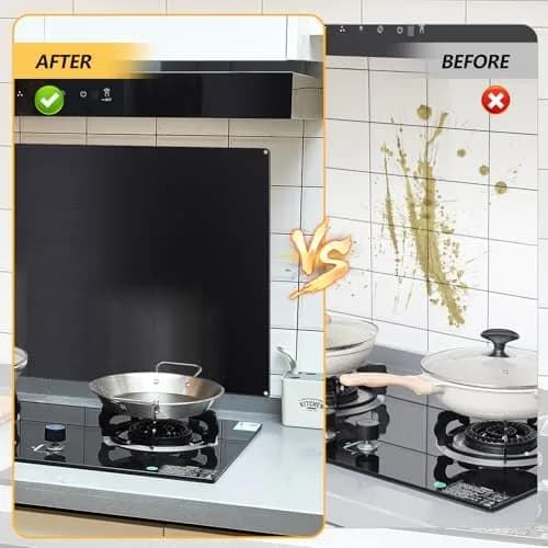 Yaocom Black Stainless Steel Backsplash 76.2cm x 30.5cm (30 x 12 Inch) | Protects Walls from Splatter thumbnail 4