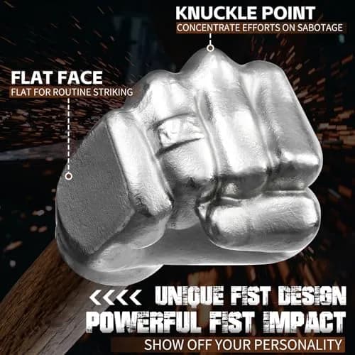 Purple Dragon 2Lb Fist Hammer Tool with Wooden Handle | Multi-Purpose Hand Tool for DIY & Camping thumbnail 2