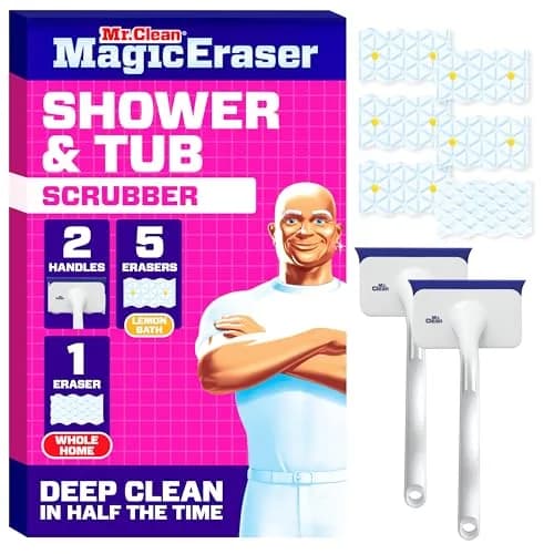 Mr. Clean Magic Eraser Shower & Tub Scrubber Starter Kit with Lemon Foaming Erasers & Extra Durable Eraser thumbnail 1