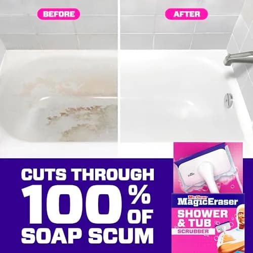 Mr. Clean Magic Eraser Shower & Tub Scrubber Starter Kit with Lemon Foaming Erasers & Extra Durable Eraser thumbnail 4