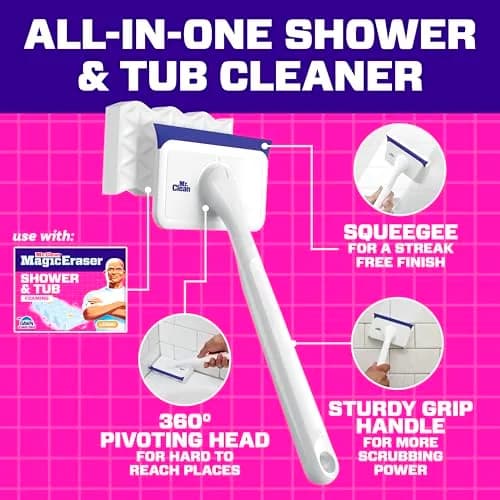 Mr. Clean Magic Eraser Shower & Tub Scrubber Starter Kit with Lemon Foaming Erasers & Extra Durable Eraser thumbnail 7