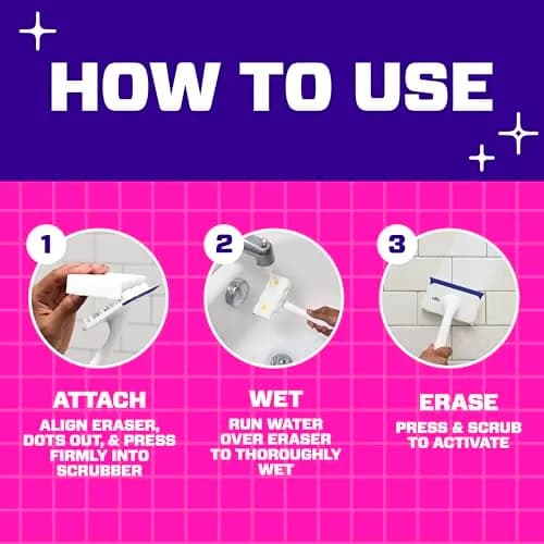 Mr. Clean Magic Eraser Shower & Tub Scrubber Starter Kit with Lemon Foaming Erasers & Extra Durable Eraser thumbnail 9