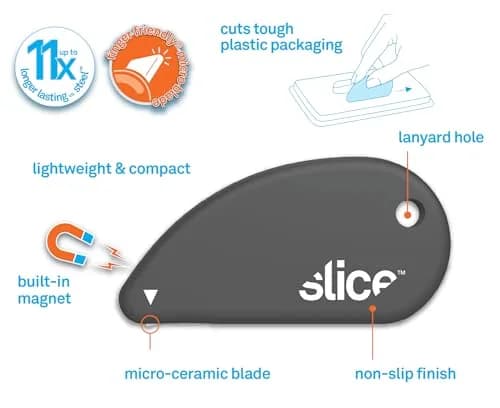 Slice Micro Safety Cutter 2 Pack Millennial Gray | Safe Ceramic Blade Lasts 11x Longer thumbnail 3