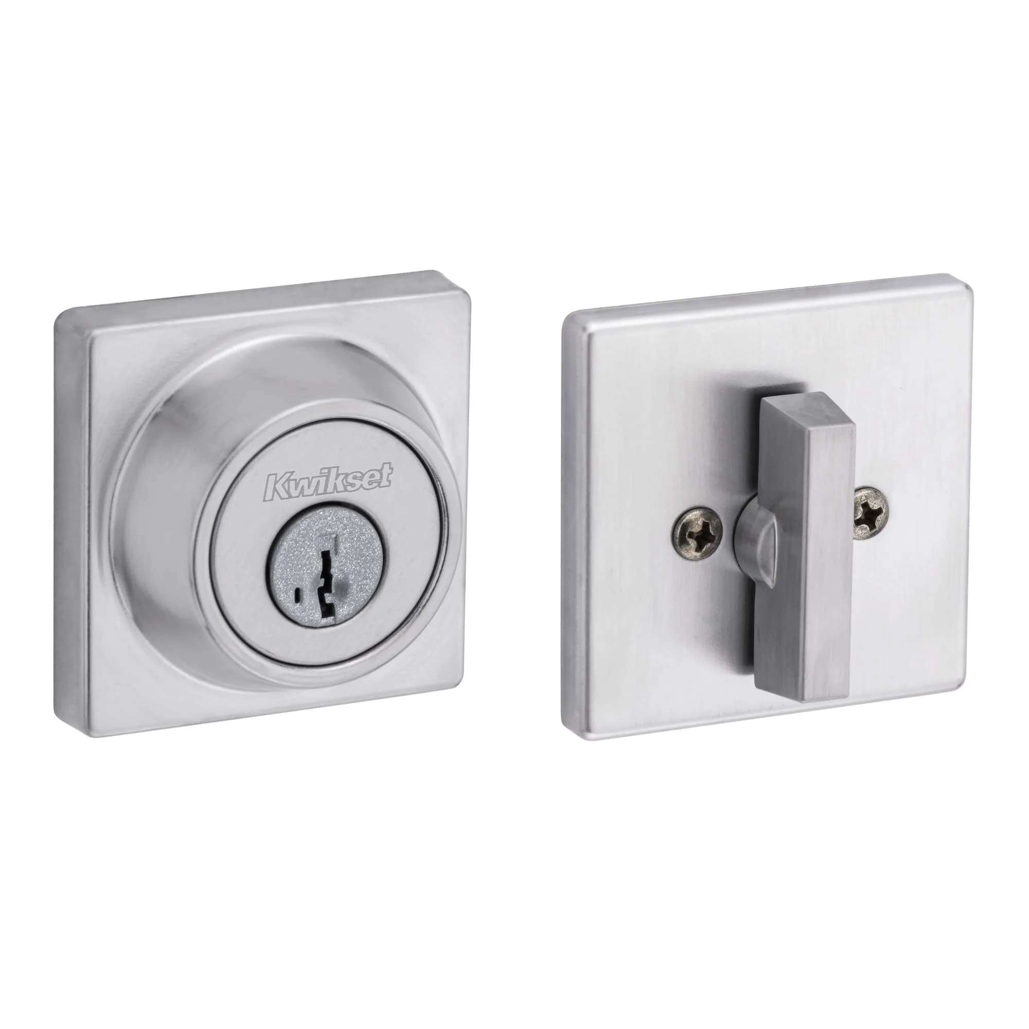 Kwikset 660 Series Entry Handleset with SmartKey Deadbolt, Satin Chrome | Traditional Style - main product image