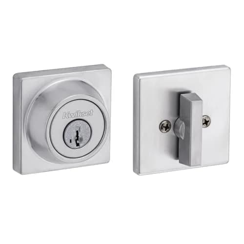 Kwikset 660 Series Entry Handleset with SmartKey Deadbolt, Satin Chrome | Traditional Style thumbnail 1