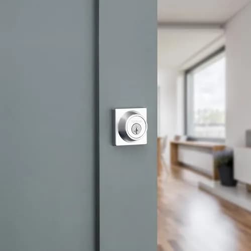 Kwikset 660 Series Entry Handleset with SmartKey Deadbolt, Satin Chrome | Traditional Style thumbnail 2