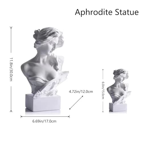 LCCCK White Greek Mythology Bust Statue Decor 29.7 cm (11.8") | Aphrodite Roman Goddess Figurine for Sketch Practice thumbnail 2
