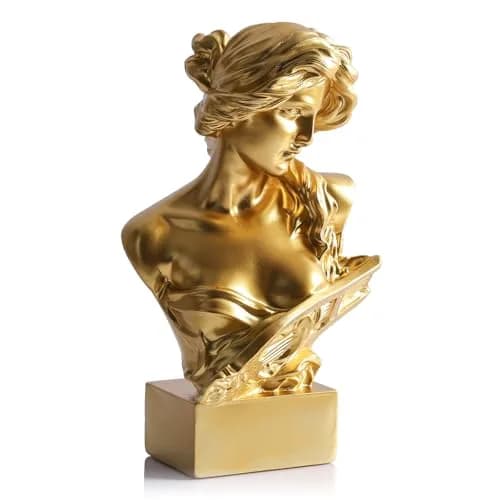 LCCCK Greek Mythology Bust Statue Decor 30cm (11.8") | Gold Goddess Figurine for Sketch Practice & Home thumbnail 1