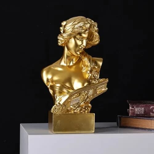 LCCCK Greek Mythology Bust Statue Decor 30cm (11.8") | Gold Goddess Figurine for Sketch Practice & Home thumbnail 4
