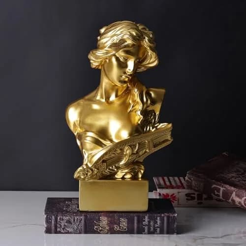 LCCCK Greek Mythology Bust Statue Decor 30cm (11.8") | Gold Goddess Figurine for Sketch Practice & Home thumbnail 5