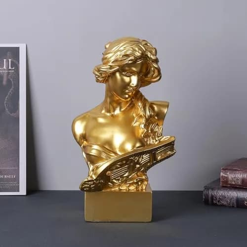 LCCCK Greek Mythology Bust Statue Decor 30cm (11.8") | Gold Goddess Figurine for Sketch Practice & Home thumbnail 7