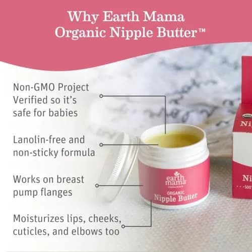 Earth Mama Organic Nipple Butter™ Cream 2 Fl Oz (96 Count) | USDA Organic, Lanolin-Free, Safe for Breastfeeding thumbnail 2