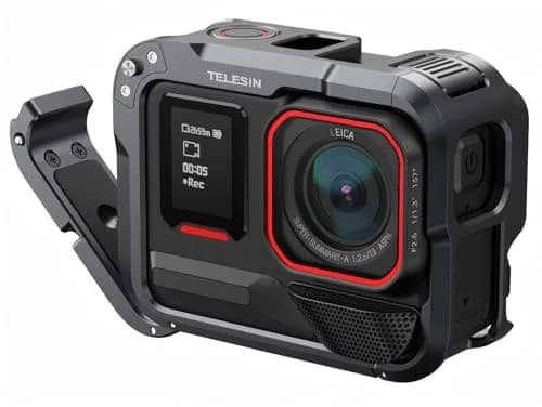 TELESIN Aluminum Alloy Protective Frame Case for Insta 360 Ace Pro 2 | Quick-Release Metal Cage with 1/4" Screw & Cold Shoe thumbnail 1
