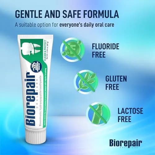 Biorepair Clean & Protect Hydroxyapatite Toothpaste 40.7g (1.2 Fl Oz) x 12 | Daily Enamel Care, Fluoride-Free thumbnail 7