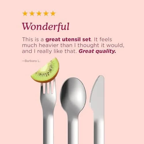 Zoku Pocket Utensil Set Stainless Steel Fork, Knife, and Spoon in Case Grey | Durable Food-Grade 18/8 Flatware for Travel & Camping thumbnail 9
