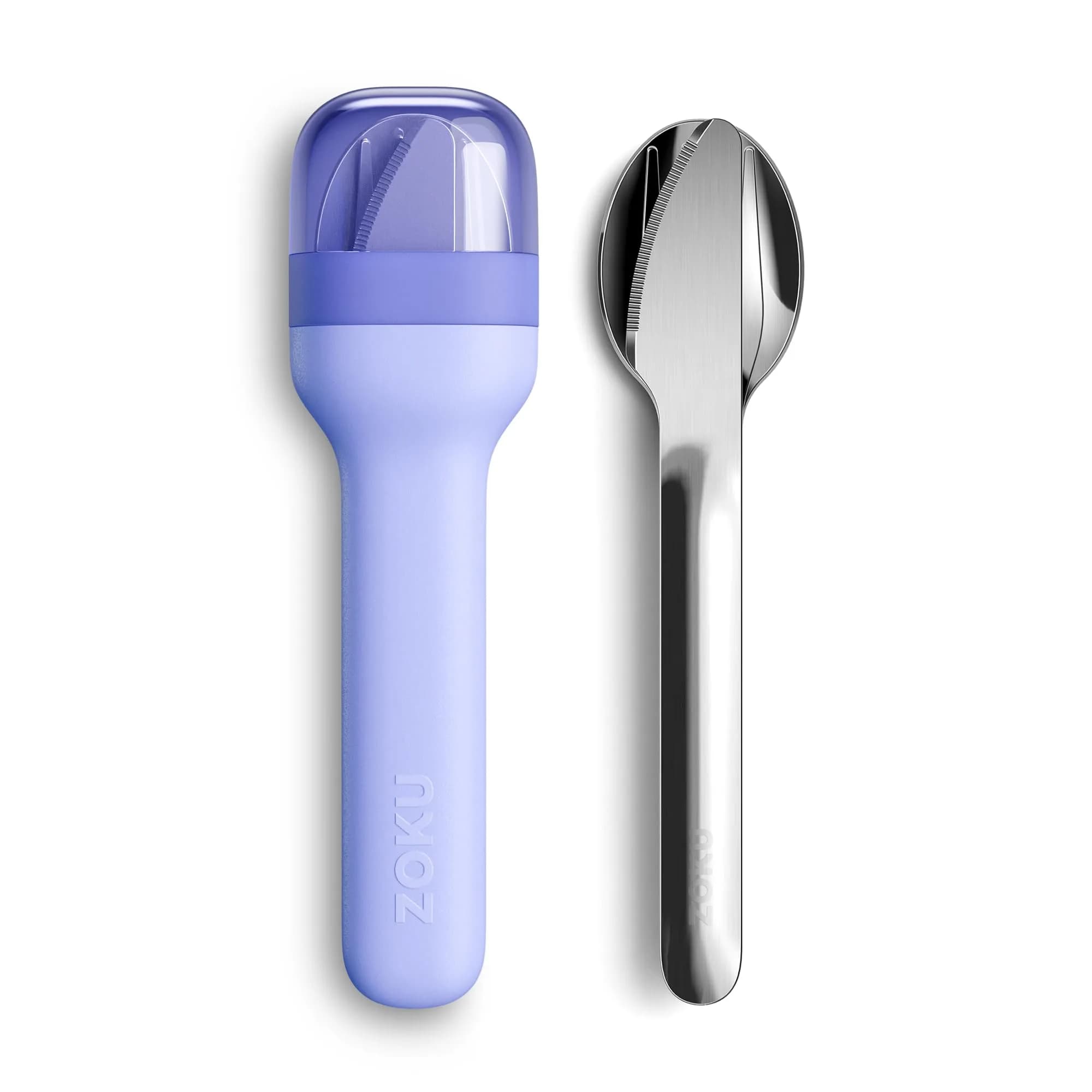 Zoku Pocket Utensil Set Stainless Steel Fork, Knife, and Spoon in Case Blue | Durable Food Grade 18/8 Stainless Steel
