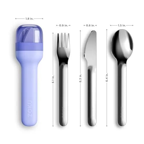 Zoku Pocket Utensil Set Stainless Steel Fork, Knife, and Spoon in Case Blue | Durable Food Grade 18/8 Stainless Steel thumbnail 3