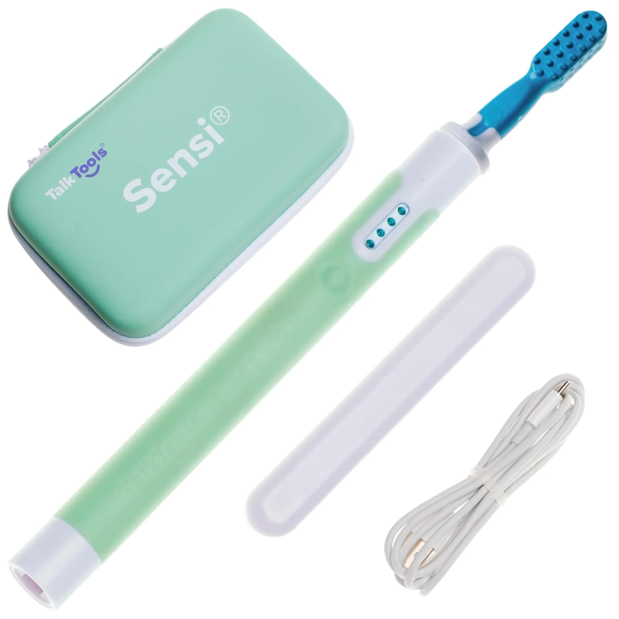 TalkTools Sensi Oral Motor Therapy Essential with Blue Chewy Tip & Pouch, Rechargeable Vibration Tool 156 g (5.5 oz) | For Speech & Feeding Therapy - main product image