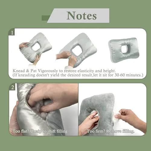 Yuibthr Ear Piercing Pillow for Side Sleepers with Ear-Shaped Hole | Reversible Satin & Cotton, Washable, Adjustable (Square) thumbnail 6