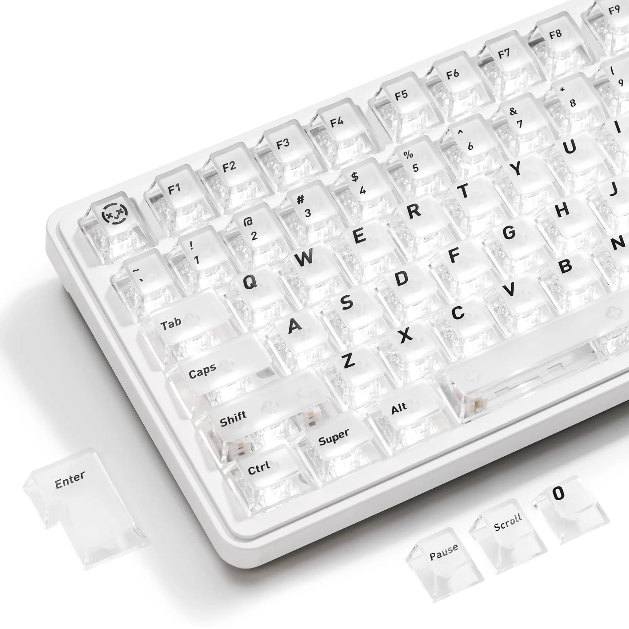 HITIME XVX White Clear Keycaps 119 Keys | Hybrid Transparent Design, Cherry Profile, PC Material, RGB Compatibility - main product image