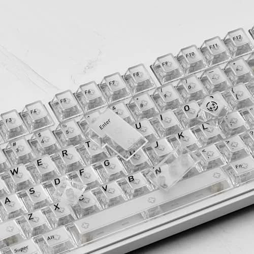 HITIME XVX White Clear Keycaps 119 Keys | Hybrid Transparent Design, Cherry Profile, PC Material, RGB Compatibility thumbnail 4