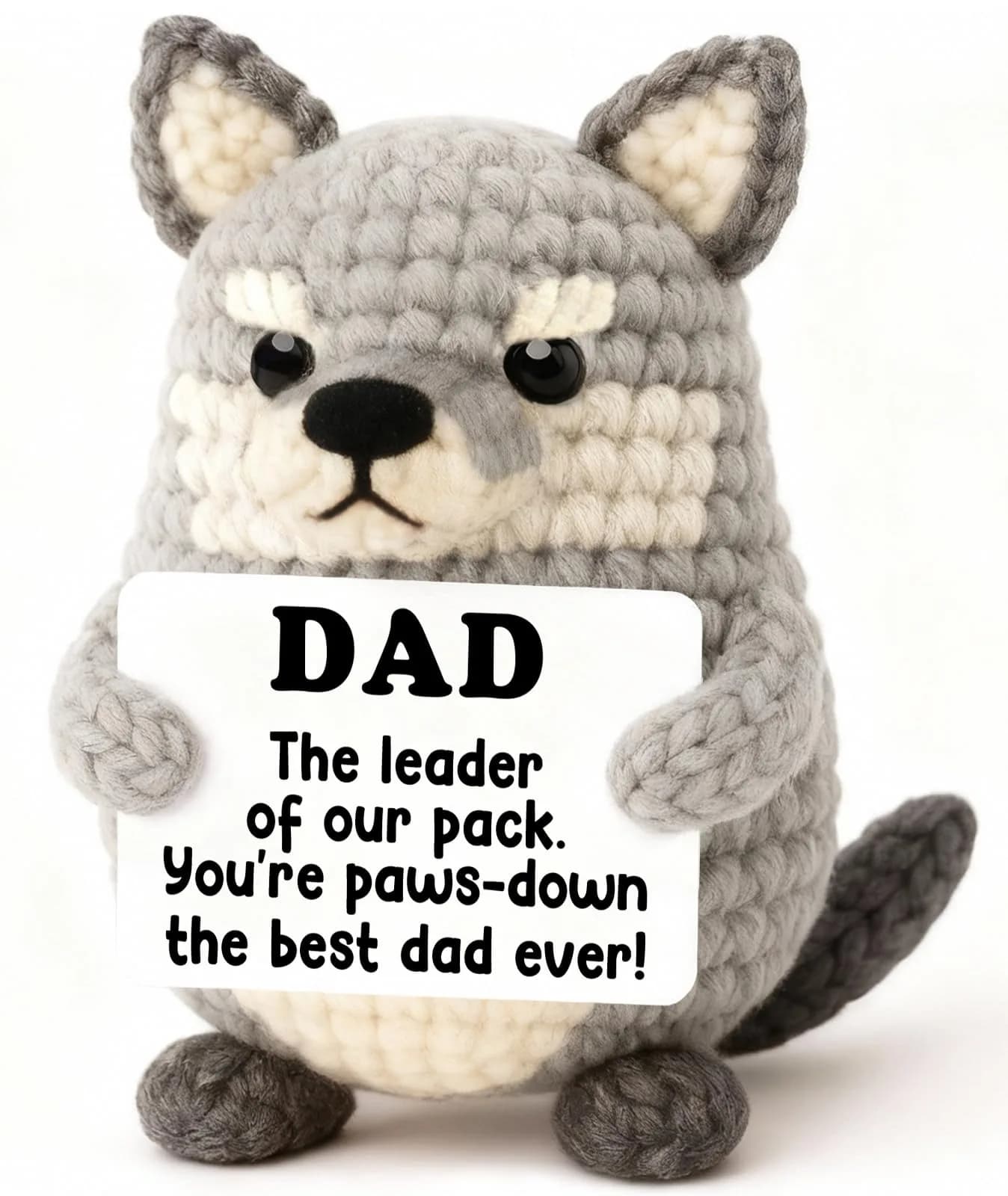 WEYON Handmade Crochet Wolf Plush Gift for Dad | 2-3 inches (5-7.6 cm) — Wolf Dad