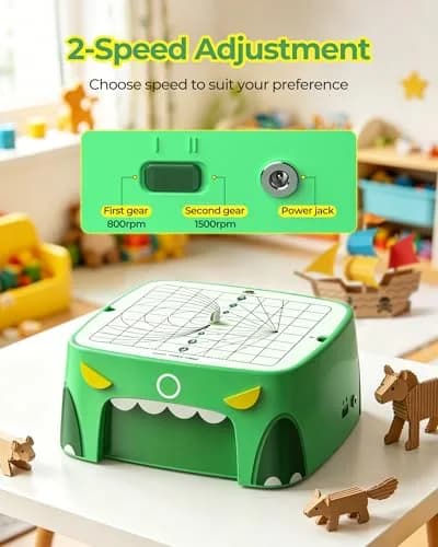 BEAVERBOT C2 Upgraded Cardboard Cutter for Kids, Dual Speed Dinosaur, Green | Safe bladeless design for precise craft cuts thumbnail 8