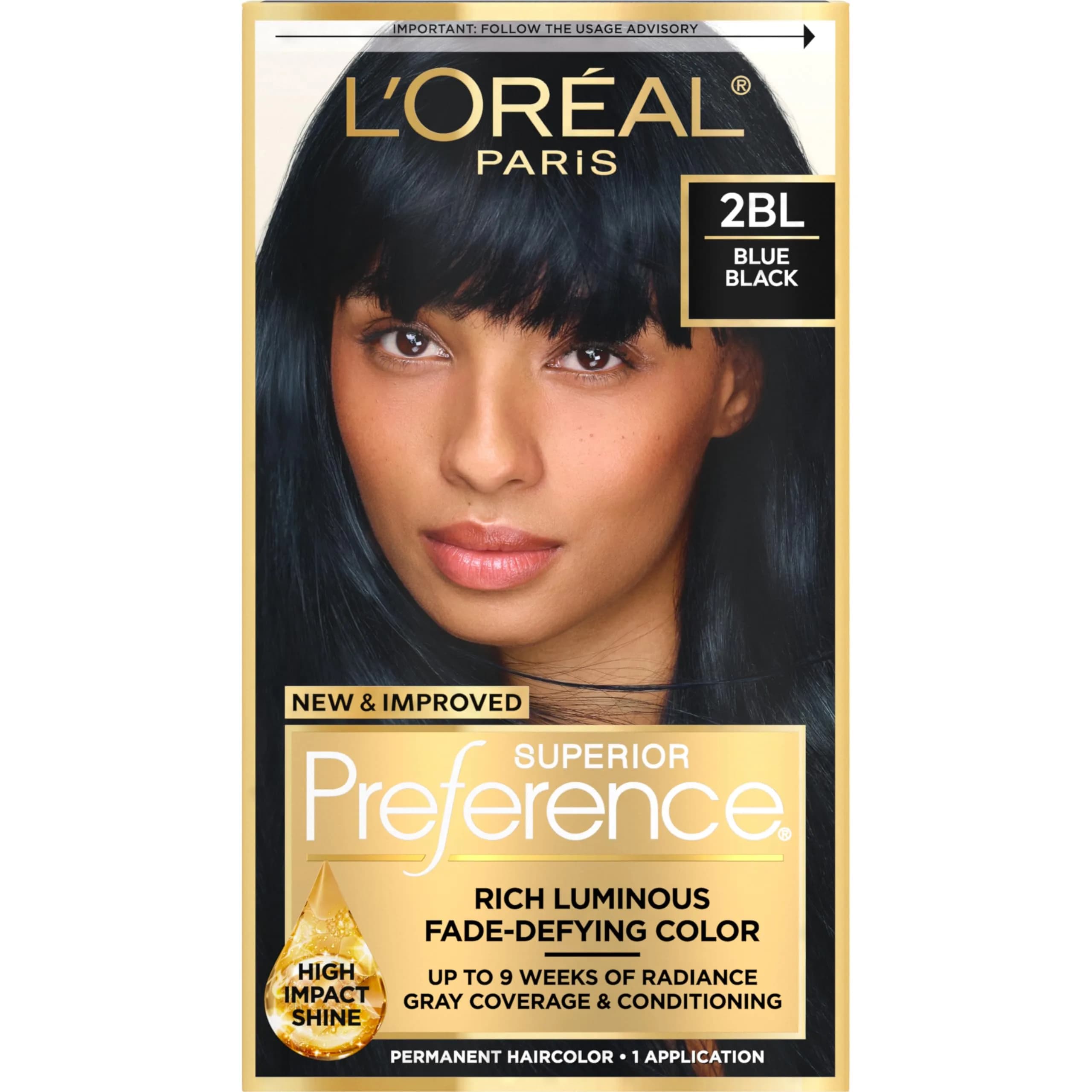 L'Oreal Paris Superior Preference 2BL Blue Black Permanent Hair Color | Fade-Defying Shine System