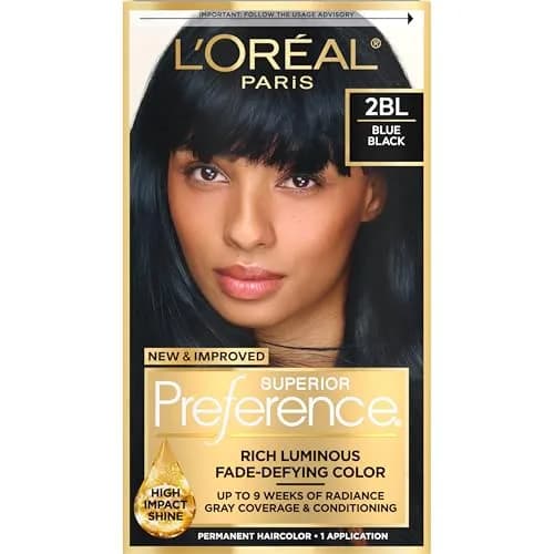 L'Oreal Paris Superior Preference 2BL Blue Black Permanent Hair Color | Fade-Defying Shine System thumbnail 1