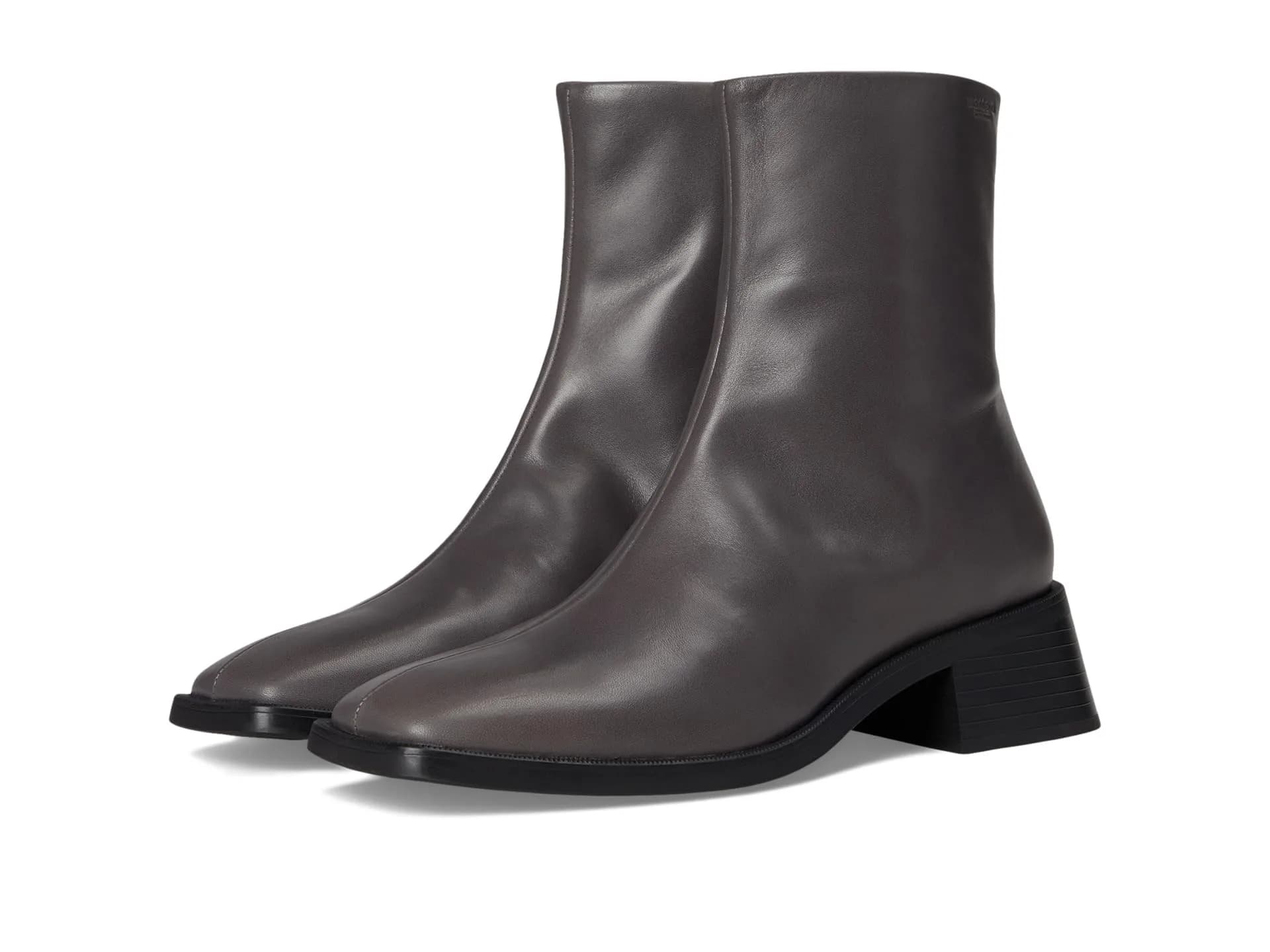 Vagabond Shoes Blanca Boot in Dark Grey | Leather Ankle Boot with Square Toe & Zipper - main product image