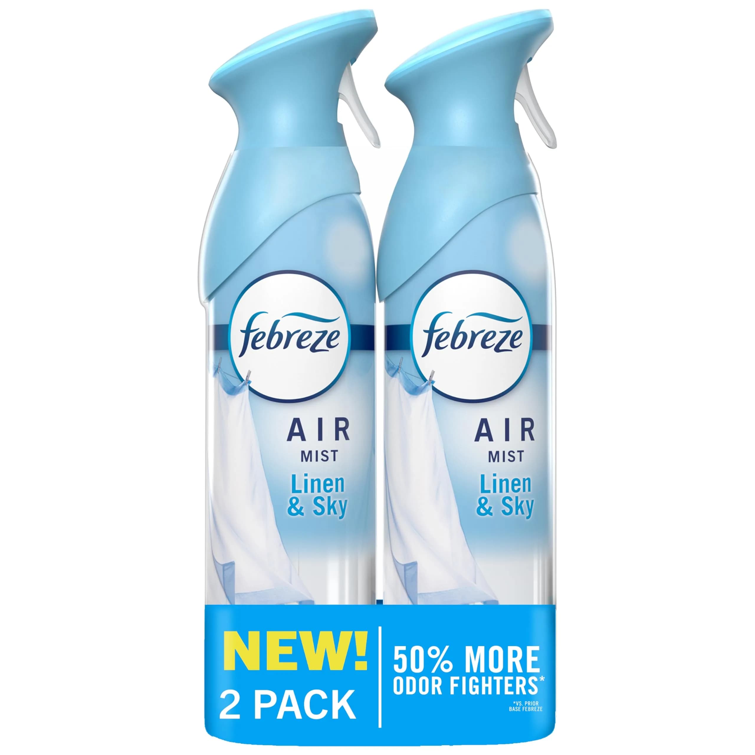 Febreze Air Mist Air Freshener Spray Linen & Sky Scent 473ml (16.2oz) Pack of 2 | Fights Odors for 6 Hours