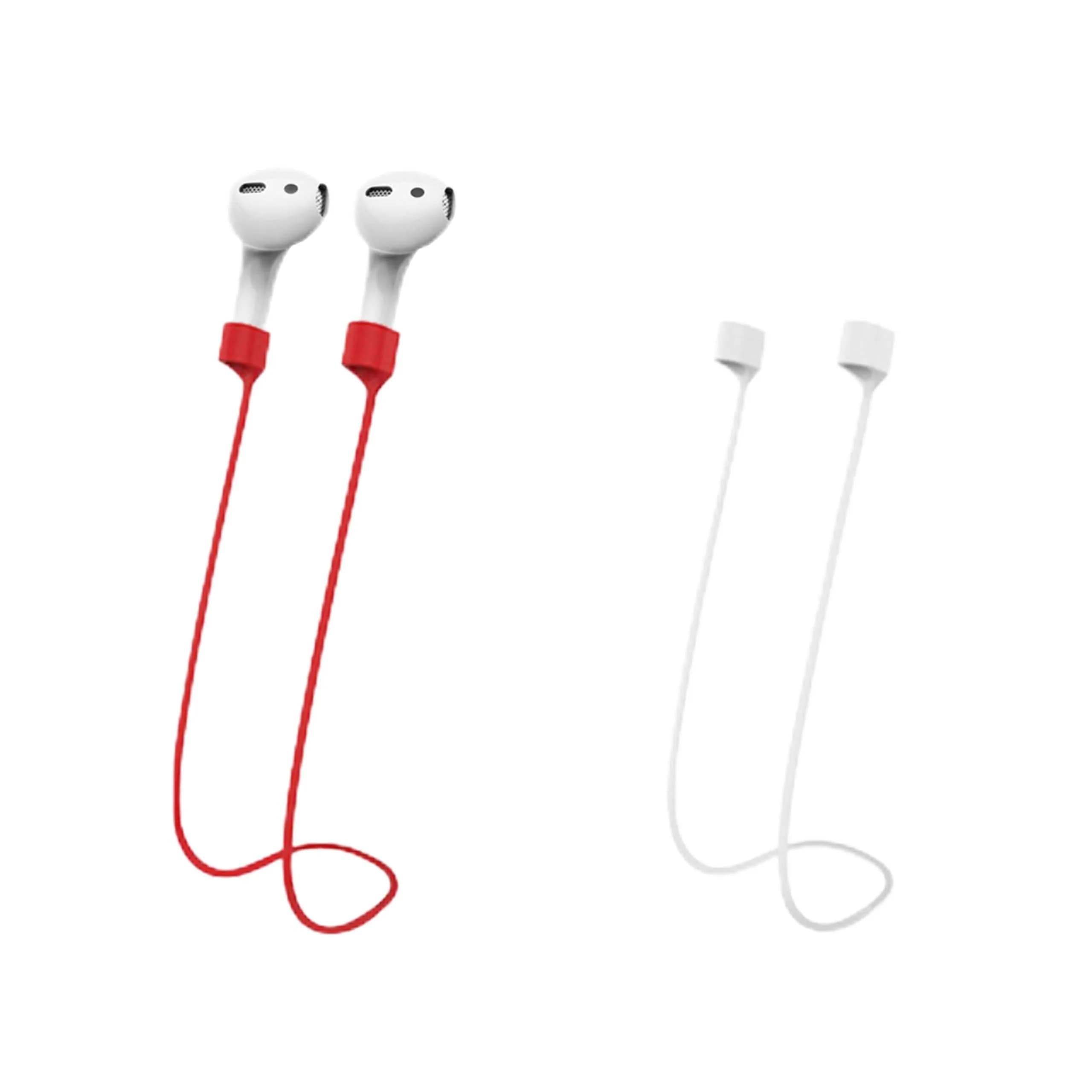 MULTAICH Magnetic Anti-Lost Straps for AirPods Pro 2, White & Red 2-Pack | Secure Earbuds Around Neck