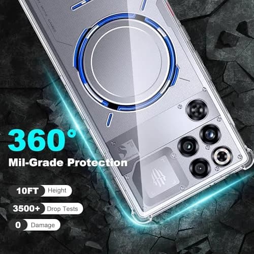 Fhyeugfy Clear Case with 2 Screen Protectors for ZTE Nubia Red Magic 11 Pro/11 Pro+ | Reinforced Corner Shockproof thumbnail 3