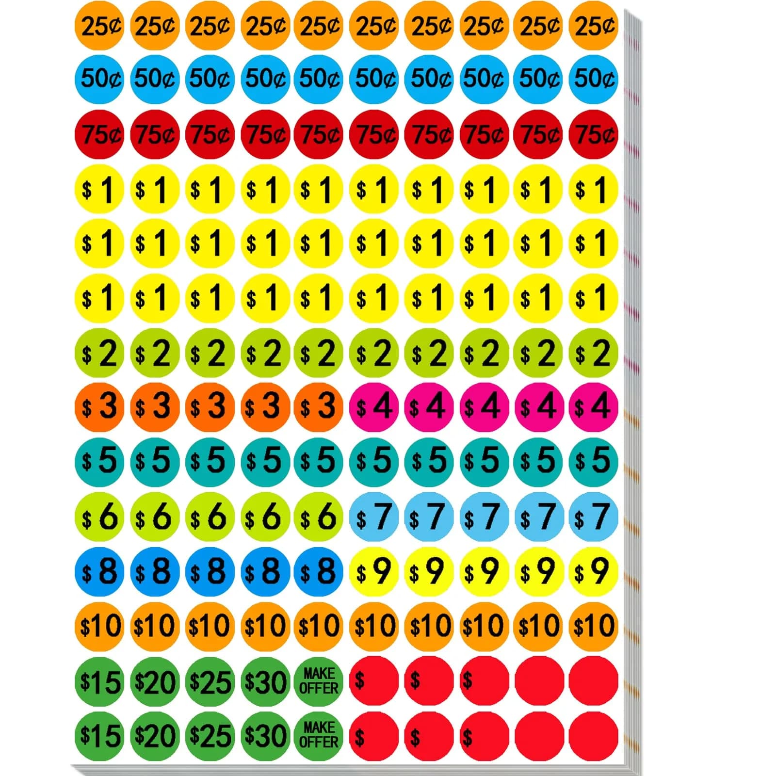 Darfukei Garage Sale Price Stickers 2100 PCS 3/4 Inch | Assorted Colors Round Price Tags
