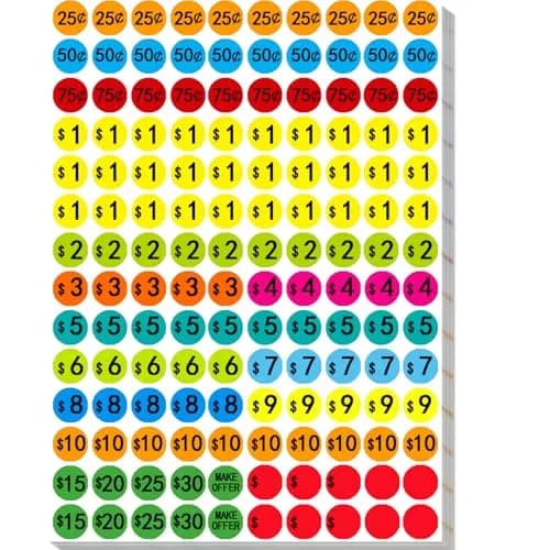 Darfukei Garage Sale Price Stickers 2100 PCS 3/4 Inch | Assorted Colors Round Price Tags thumbnail 1