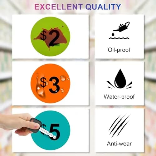 Darfukei Garage Sale Price Stickers 2100 PCS 3/4 Inch | Assorted Colors Round Price Tags thumbnail 3