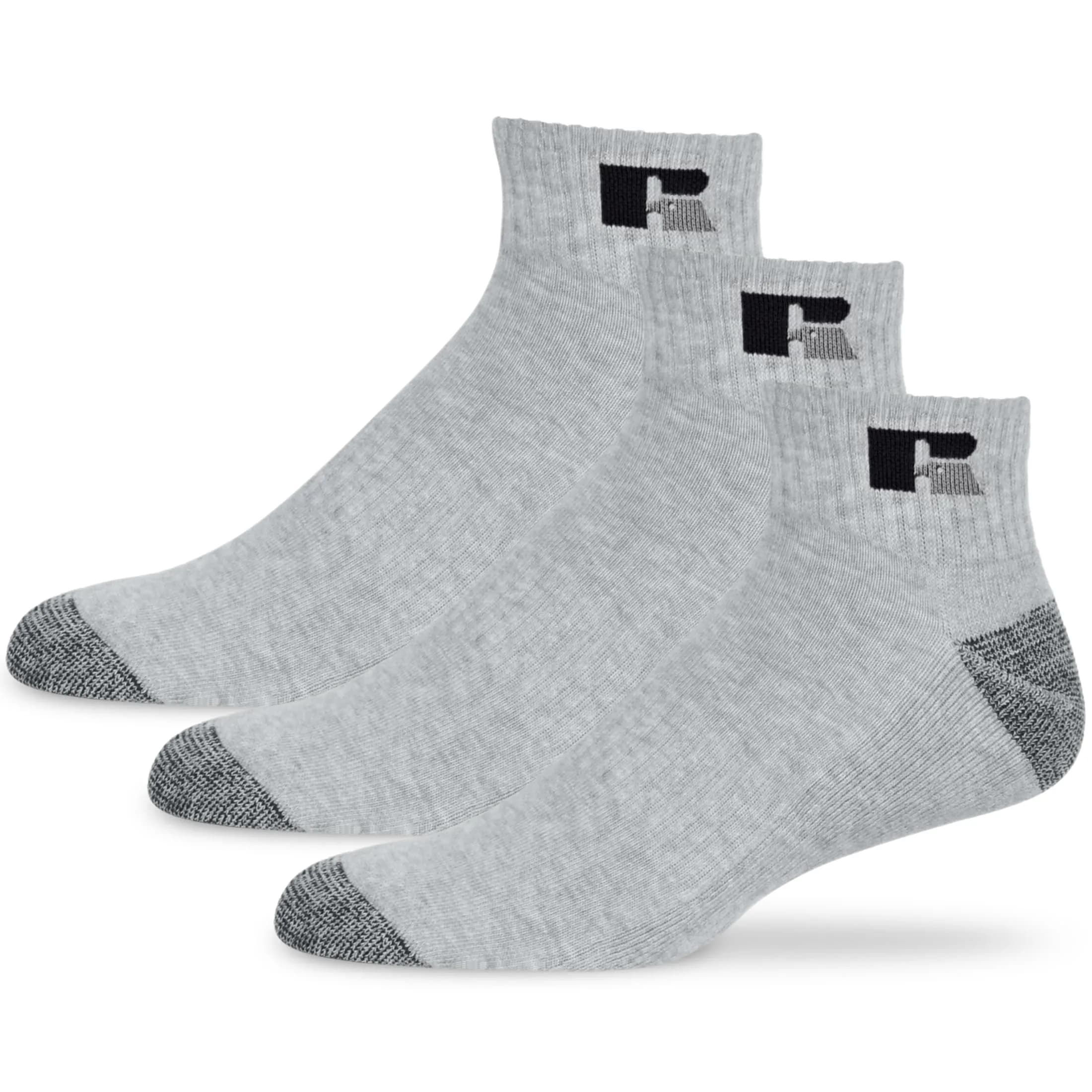 Russell Athletic Quarter Socks 3 Pack | Moisture-Wicking Cushioned Ankle Support (70-120 chars) - main product image