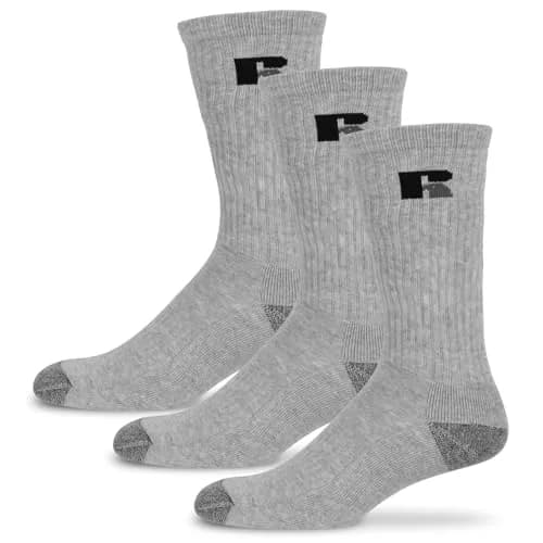 Russell Athletic Crew Socks 3-Pack | Moisture-Wicking Cushioned Athletic Socks for Men & Women thumbnail 1