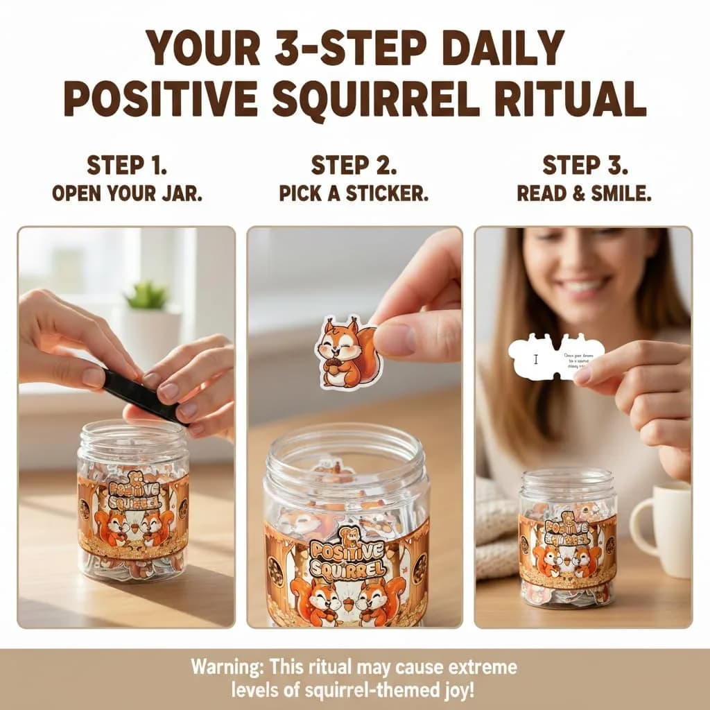 DEARMINE Positive Squirrel Jar with 60 Daily Affirmation Cards | Cute Squirrel Christmas Decor thumbnail 2