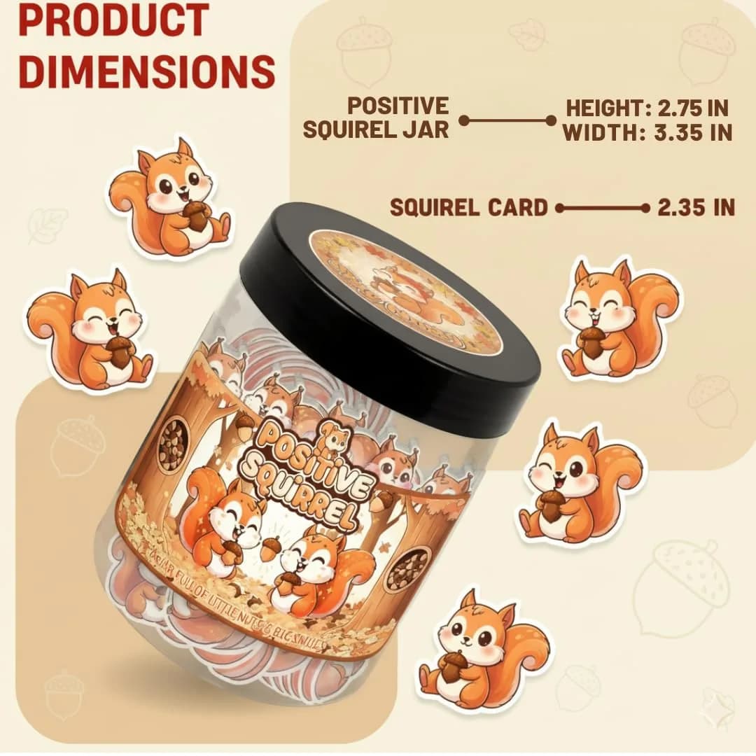 DEARMINE Positive Squirrel Jar with 60 Daily Affirmation Cards | Cute Squirrel Christmas Decor thumbnail 7
