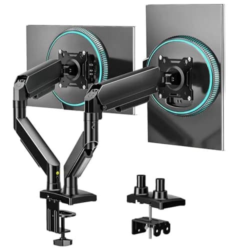 AX WABER Dual Monitor Stand for 17″–32″ Screens | Full Motion VESA Mount with C-Clamp & Grommet Base thumbnail 1