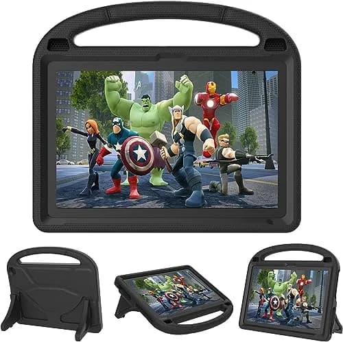 DICEKOO Kids Case for 10'' Tablet 2023 | Lightweight Shockproof Cover with Handle & Kickstand - Black thumbnail 1