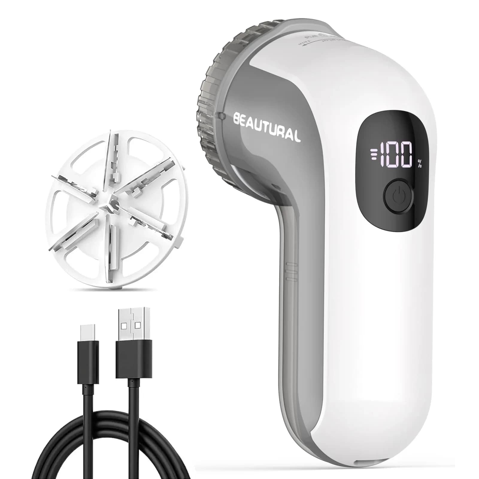 BEAUTURAL Rechargeable Fabric Shaver and Lint Remover, Portable Sweater Defuzzer with 3 Speeds | Removes Pilling from Clothes and Upholstery