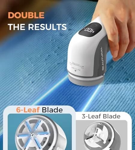 BEAUTURAL Rechargeable Fabric Shaver and Lint Remover, Portable Sweater Defuzzer with 3 Speeds | Removes Pilling from Clothes and Upholstery thumbnail 2