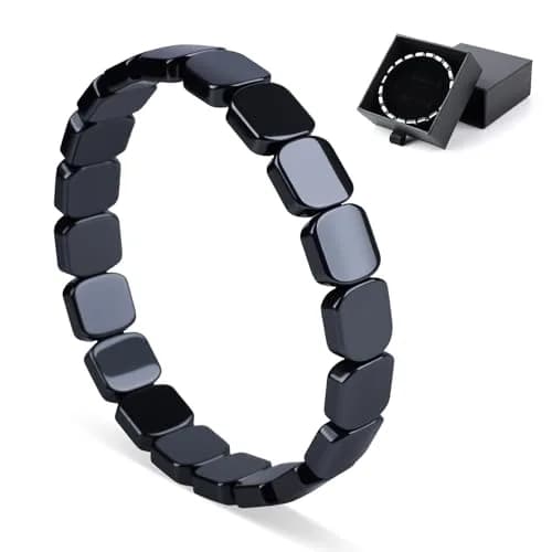 SHANGFEI Natural Hematite Bracelet for Men | 10.16 cm (4 inches) Square Beads thumbnail 1