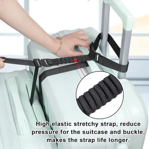 Vigorport Luggage Straps with Metal Buckle, 2-Pack, Black | Connect Luggage for Easier Travel thumbnail 2