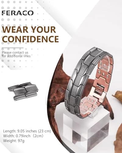 Feraco Pure Copper Magnetic Bracelet for Men | 22 cm (8.66 inches) Tyre Graphics thumbnail 7