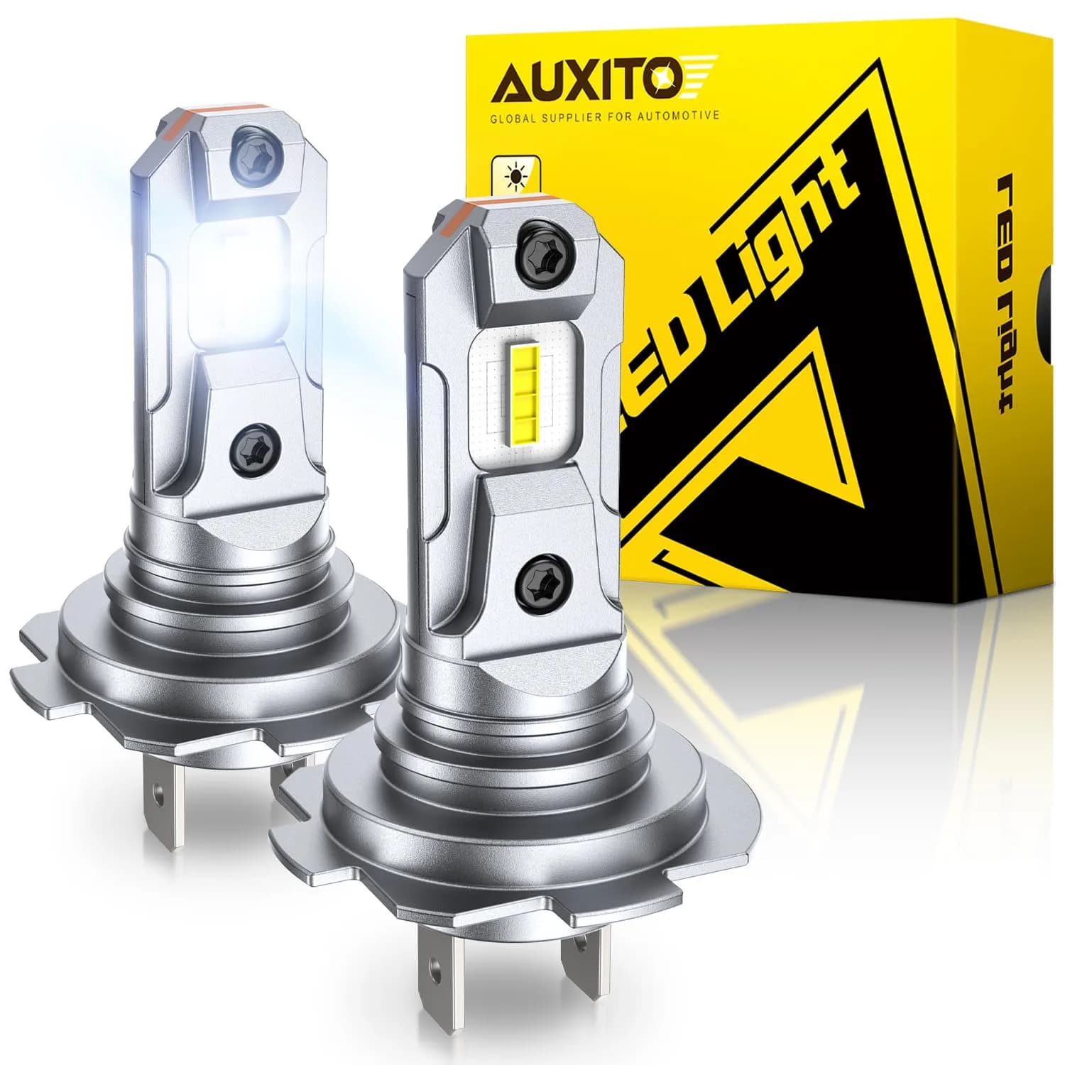 AUXITO H7 Halogen Headlight Bulb - 6X Brightness 6500K White, Plug & Play, 2-Pack | Enhanced Night Vision for Indian Roads