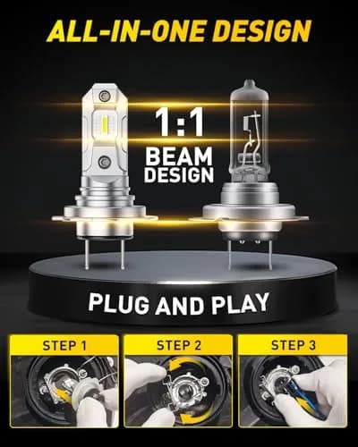 AUXITO H7 Halogen Headlight Bulb - 6X Brightness 6500K White, Plug & Play, 2-Pack | Enhanced Night Vision for Indian Roads thumbnail 6